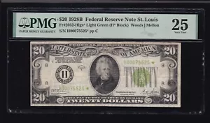 US 1928B $20 FRN St. Louis LGS STAR NOTE* FR 2052-H* PMG 25 (525*) - Picture 1 of 2