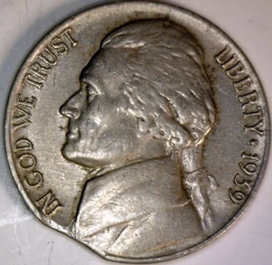 1939 ERROR CLIPPED Jefferson Nickel VF + Coin RARE DATE Clip LOT #1 NR - Picture 1 of 2