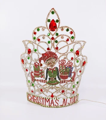 XMAS ELF 水钻头饰皇冠美容盛会时尚秀公主女王 — 第 1/4 张图片