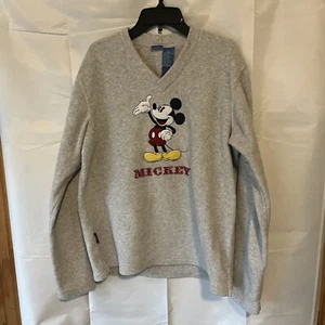 Disney Mickey Mouse Fleece Pullover Long Sleeve Sweater Womens Large Grey Soft - Picture 1 of 4