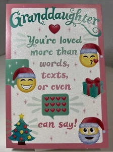 Hallmark Christmas Greeting Card Unused Granddaughter Emoji Gift Tree Heart - Picture 1 of 4