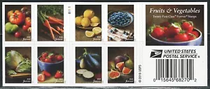 Mint US Fruits and Vegetable Booklet Pane of 20 Forever Stamp Scott# 5493a (MNH) - Picture 1 of 2
