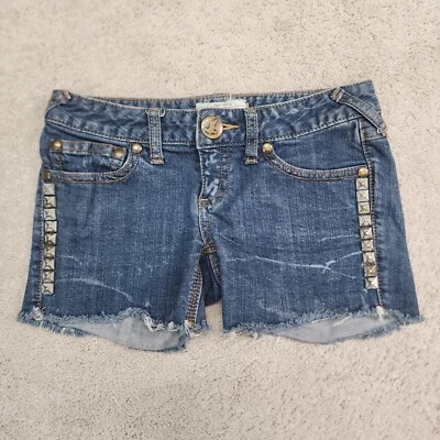 Pantalones Cortos de Jean Free People Tachonados Deshilachados Azul Talla 25 Foto 1 de 4