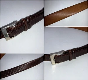 Saks Fifth Avenue Belt Sz 38 Brown Leather Made USA Silver Buckle YGI J2-173 - Picture 1 of 12