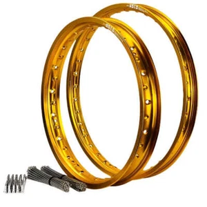 Front & Rear Gold DID Rim & Spokes Set for 2004-2006 Suzuki RMZ250 - 21/19 - Picture 1 of 3