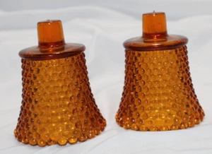 Vtg. Home Interior Amber Hobnail Peg Sconce Votive Glass Candle Holders/Lot of 2 - Picture 1 of 6
