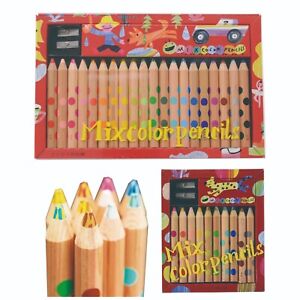 KOKUYO Mixed Color Pencil 2 Color Mixture Pen with sharpener 10 -20 Colors Japan