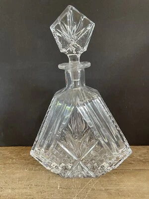 Bohemia Czech Republic Diamond Cut 24% Lead Crystal LIQUOR DECANTER Bottle - Image 1 of 3