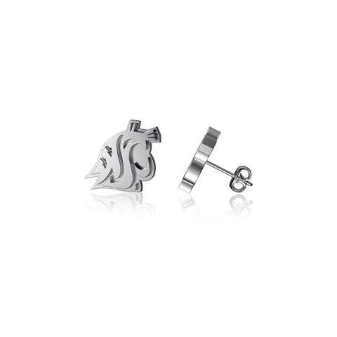 Dayna Designs Washington State Cougars Team Logo Silver Post Earrings Cover
