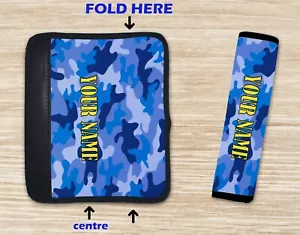 Personalised Camo Seat Belt Cover Wrap Shoulder Pad - Picture 1 of 3