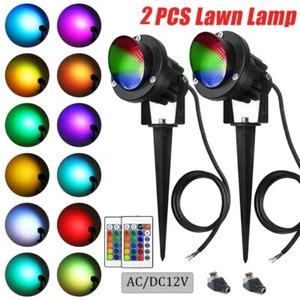 2PACK 10W LED RGB Landscape Spotlight Outdoor Garden Lawn Flood Lamp Waterproof - Picture 1 of 13