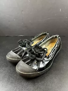 Women's Ugg 1901 Black Ashdale Duck Water Shoes Patent Leather Shearling Size 6 - Picture 1 of 12