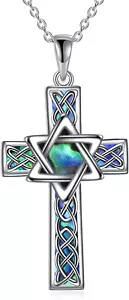 Davidstern Kreuz Halskette Sterlingsilber religiöser Anhänger Geschenke Frauen Männer - Bild 1 von 6