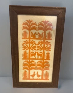 Animales anaranjados polacos tradicionales vintage de animales cortados en papel Wycinanki - Imagen 1 de 4