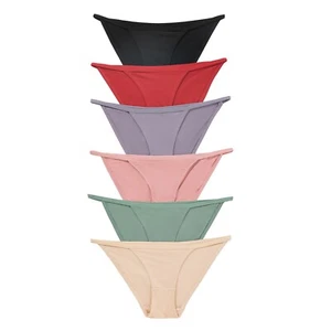 Women's Plus Nylon String Bikini Silky Panties Low Rise Cotton Liner Pack 6 2XL - Picture 1 of 7