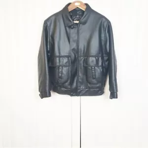 ALTA MODA Italian Faux Leather Bomber Jacket Men Size Large - Picture 1 of 7