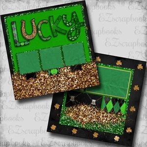 Lucky-Glitter - 2 páginas de álbum de recortes prefabricadas - diseño EZ 5946 - Imagen 1 de 2