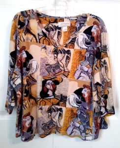 CJ Banks, Size 1X, 3/4 sleeve, Multi Color Ladies Top - Picture 1 of 4
