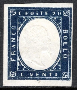 Sardinia Stamp Scott #12, 20c, King Victor Emmanuel II, Indigo, MNG SCV$85.00 - Picture 1 of 1