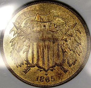 1865 Two Cent Piece Superb GEM BU ANACS MS-64RD... A Blazing Fully Red Coin, PQ! - Picture 1 of 5