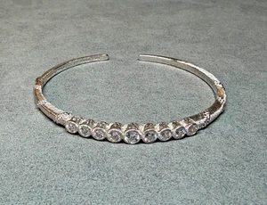Judith Ripka 925 Sterling Silver CZ Open Bangle Hinge Cuff Bracelet 6.75 Inch - Picture 1 of 22