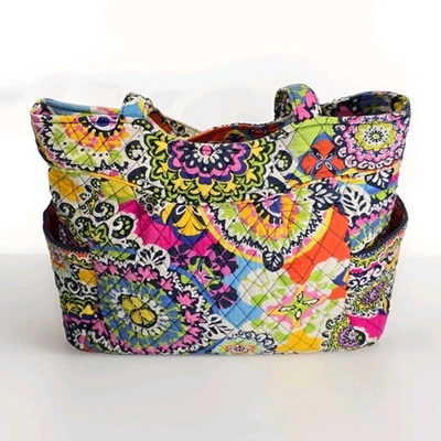 Vera Bradley Tote Bag Bright Floral Quilted Cotton Shoulder Purse Retired Patter - Image 1 of 4