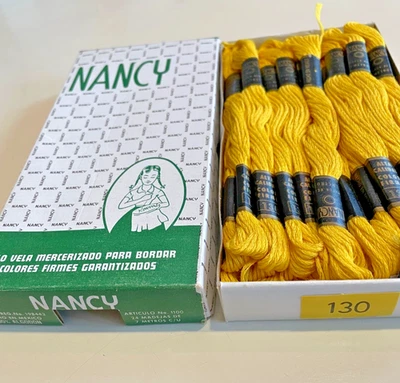 Lot of 96 skeins/4 Boxes Vintage Yellow HILOS IRIS Nancy Brand Embroidery Thread - Image 1 of 4