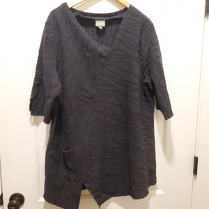 Niche Nilgun Derman Women's Size XXL Black A-line Top Blouse 3/4 Sleeve Textured - Picture 1 of 8