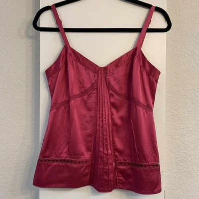 Y2K Babydoll Coquette 100% Silk Marc Jacobs Dark Pink Spaghetti Strap Blouse Top - image 1 of 4