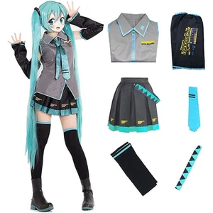 Anime Vocaloid Miku Hatsune Cosplay Costume Halloween Fancy Dress Set Outfit NEW - Picture 1 of 11