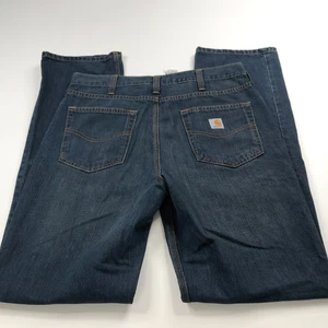 Carhartt Relaxed Fit 36x36 (Fits 36W 36L) Mid Rise Straight Denim Blue Jeans - Picture 1 of 9