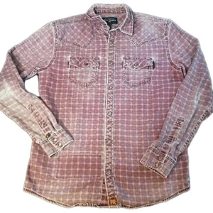 Cody James FR Hemd Herren S Pearl Snap kariert Western Acid Wash  - Bild 1 von 4