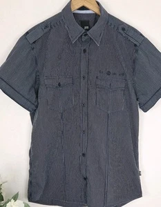 Jack & Jones Bronx Navy Stripe Shirt Size L Cotton Pinstripe Smart Casual Top - Picture 1 of 9