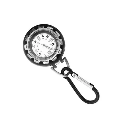 1Pc Silver Backpack Clip-on Carabiner Quartz Pocket Watch Fit For Outdoor Hiking - Image 1 of 4