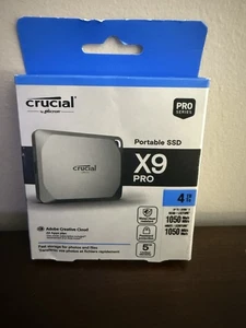 Crucial X9 Pro 4TB USB-C Portable External SSD *NEW* *SEALED* - Afbeelding 1 van 3