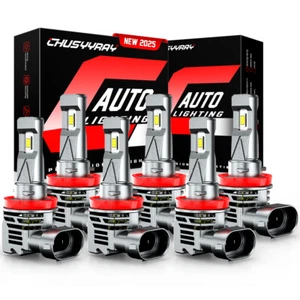 H9 H11 H11 Combo LED Headlight High&Low+Fog Light Bulbs Kit Super Bright White - Picture 1 of 15