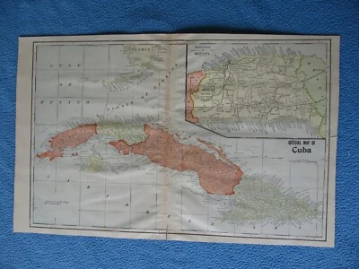 1901  Spanish American War Lithograph Map of Cuba - I COMBINE SHIPPING - Image 1 of 4