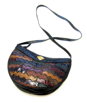 Vintage Via Moda Patchwork Black Purse Handbag - Image 1 of 4