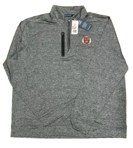 Harvard Crimson Cutter and Buck Heather Gray Logo 1/4 Zip Men's Size XL - Picture 1 of 3