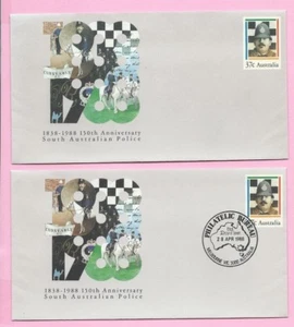 AUSTRALIA 1988 Pair of PSE's - FDC & Mint - SOUTH AUSTRALIAN POLICE - Shs - Picture 1 of 2