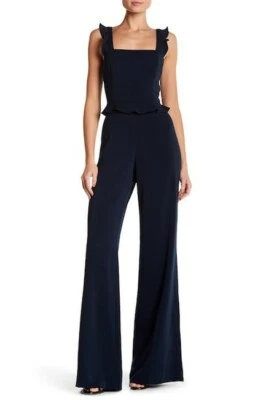 NWT Jay Godfrey Roy Jumpsuit Ruffle trim Navy Blue size 0 $460 - Изображение 1 из 4