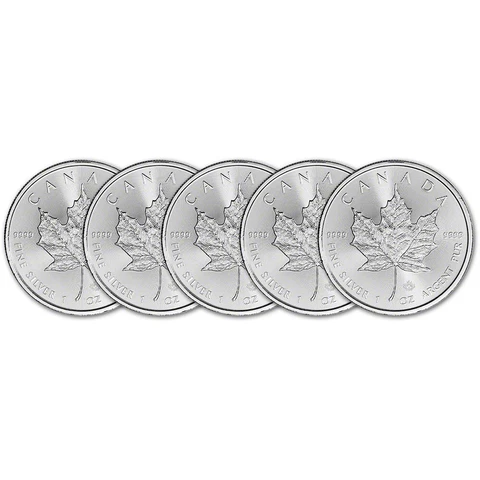 2023 Canada Silver Maple Leaf - 1 oz - $5 - BU - Five 5 Coins Cover