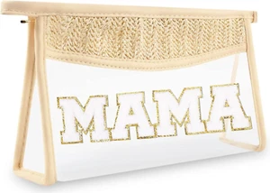 Boho Clear Makeup Letter Patch Makeup Bag - MAMA - 10.2*5.7*2.4 inch/26*14.5*6cm - Picture 1 of 2