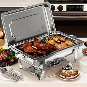 Confezione 4 Scaldavivande 9.5Q Chafer Scaldavivande Acciaio Inox Ristorazione - Foto 1 di 5