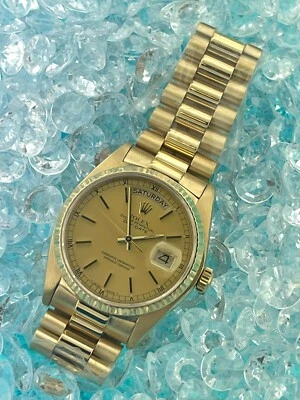 1983 年劳力士 Day-Date 18038 香槟表盘总统手链无纸 36 毫米 — 第 1/4 张图片