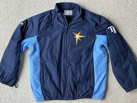 Authentic Majestic Tampa Bay Rays Logo Therma Base Dugout Jacket Mens Size Large Cover
