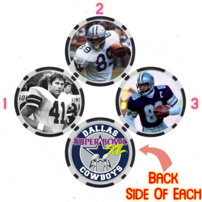 COWBOYS SUPER BOWL XII PLAYERS - 3 POKER CHIP SET - Image 1 of 2