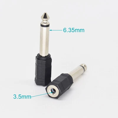 10pcs Nickel Mono 6.35mm 1/4" Male to 3.5mm 1/8" Female Headphone Audio Adapter - Image 1 of 4