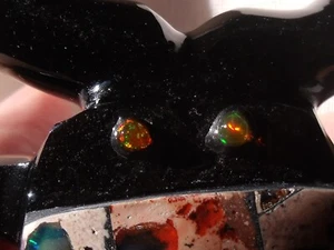2,125 CTS Gold sheen Obsidian Scorpion with Cantera Fire Opal Inlay - Picture 1 of 22