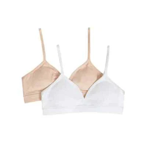 Wonder Nation Bralette Girls 28 White/Light Cappuccino Nylon Stretch 2 Pack - Picture 1 of 7